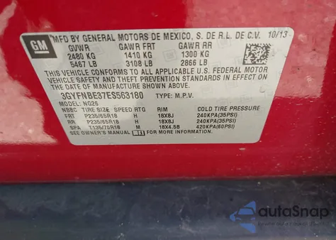 2014 Cadillac Srx Luxury Collection из США, поврежденный, VIN 3GYFNBE37ES563180